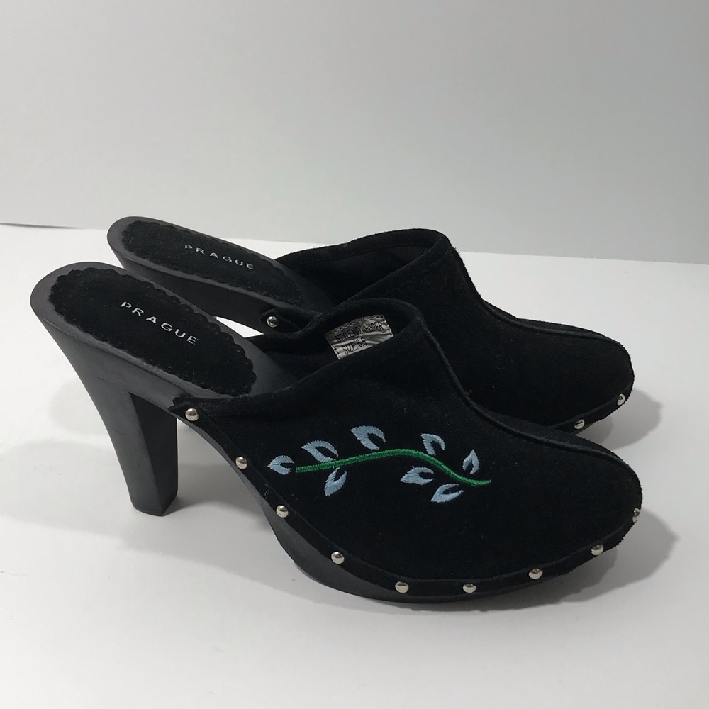 Prague Black Sued Clogs - Picture 2 of 8